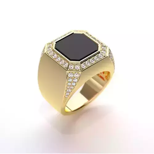 Mens ring with black onyx 020 3D print model