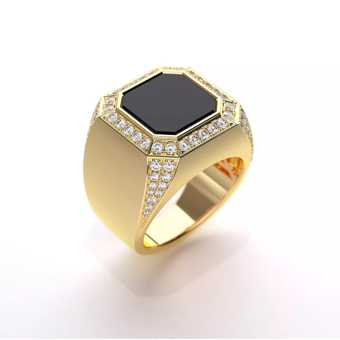Mens ring with black onyx 020 3D print model_0