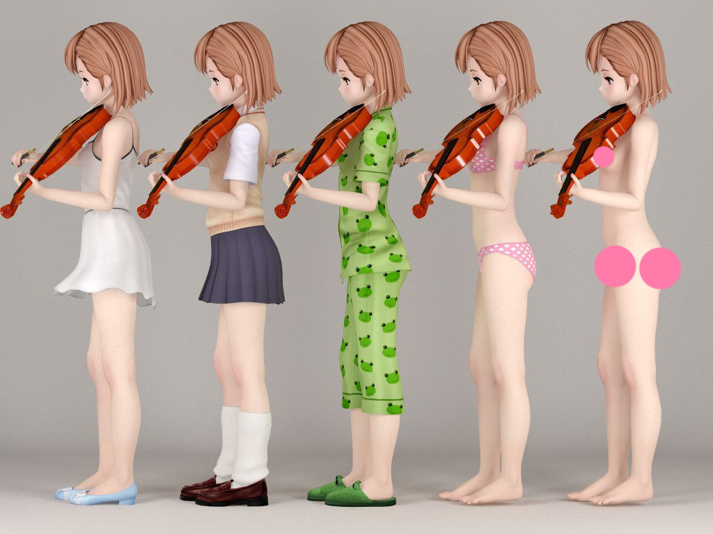 Misaka Mikoto anime girl pose 02 3D model_5