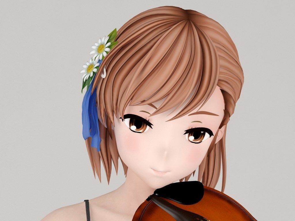 Misaka Mikoto anime girl pose 02 3D model_1