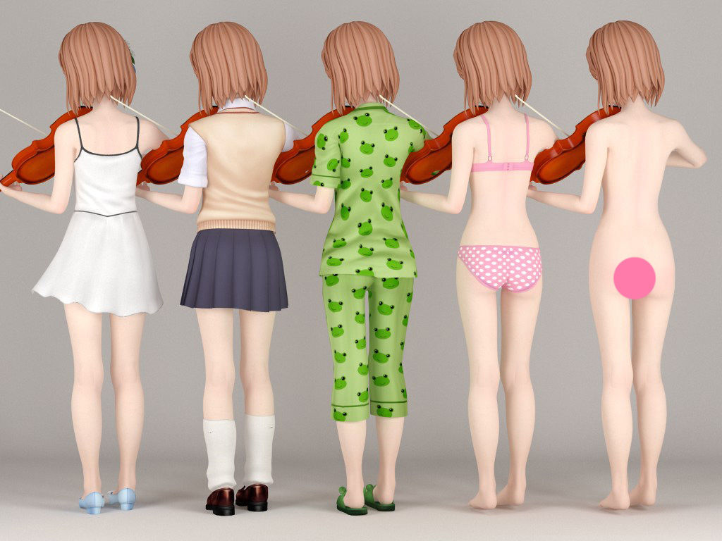 Misaka Mikoto anime girl pose 02 3D model_6