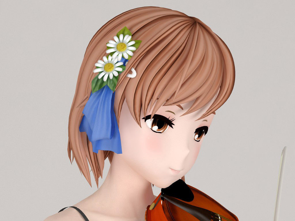 Misaka Mikoto anime girl pose 02 3D model_2