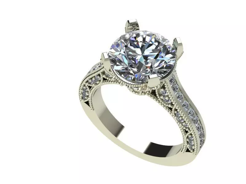 Diamond engagement ring 3D print model_0