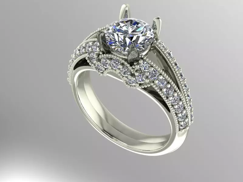Vintage style engagement ring 3D print model_0