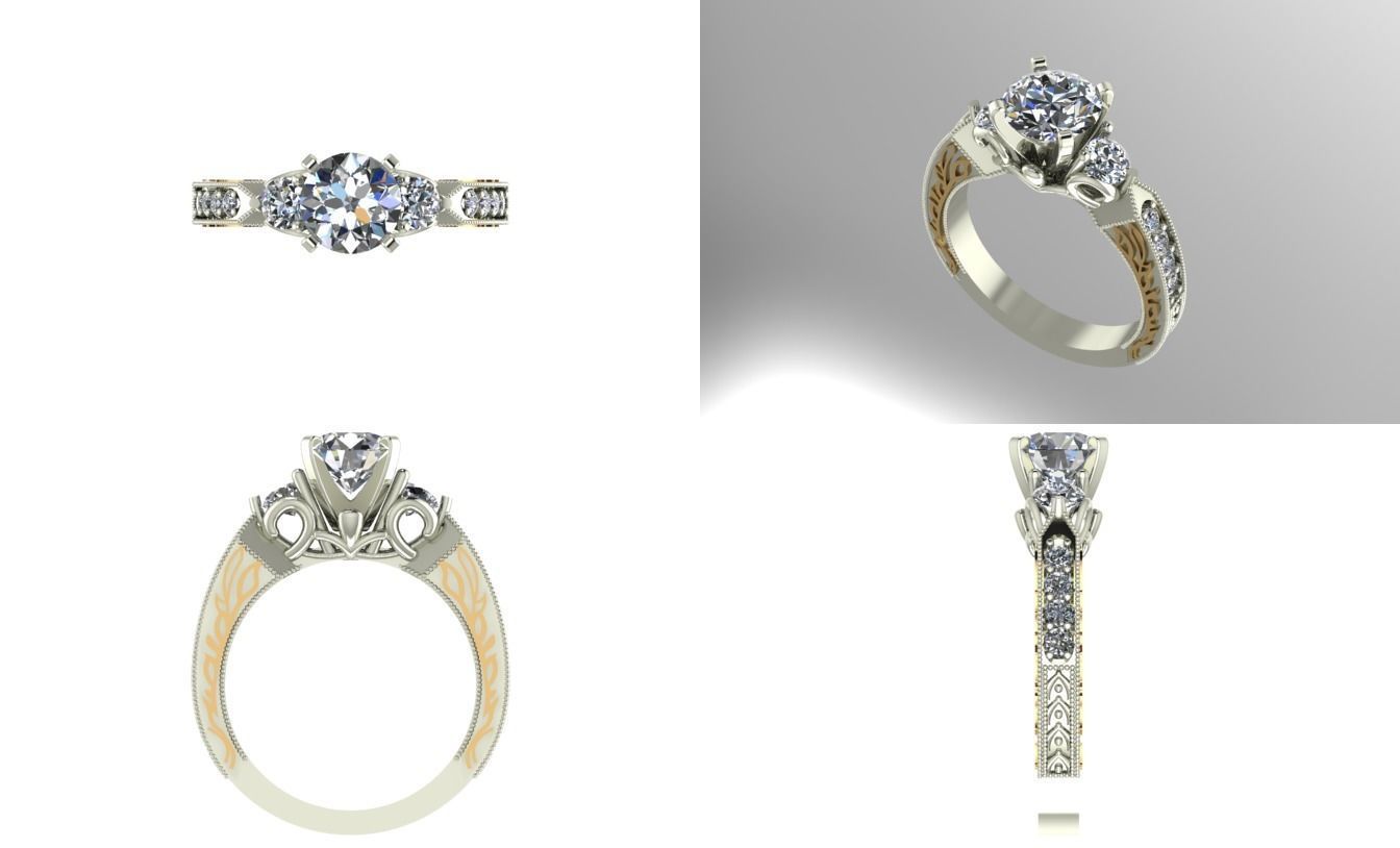 Diamond engagement ring 3D print model_1