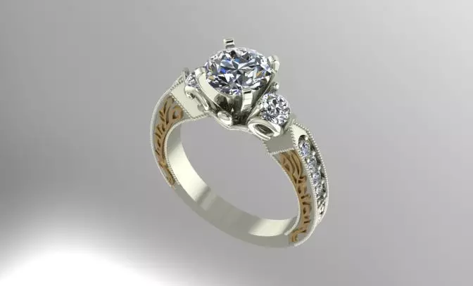 Diamond engagement ring 3D print model_0