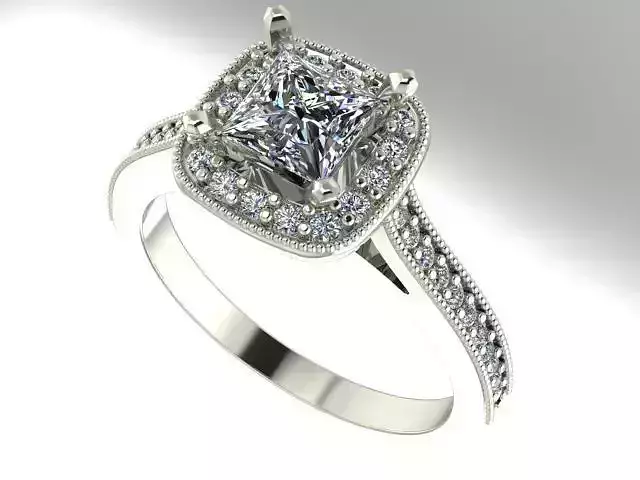 princess cut halo engagement ring