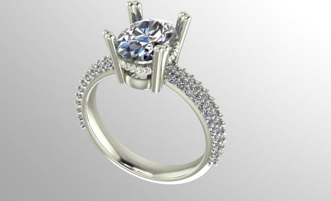 Diamond engagement ring 3D print model
