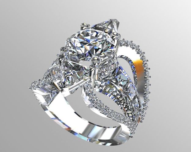 Diamond engagement ring Free 3D print model