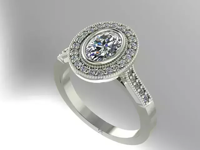 Oval halo engagement ring