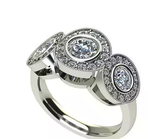 Two stone halo engagement ring