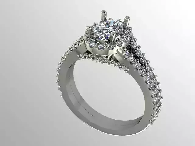 Oval halo engagement ring