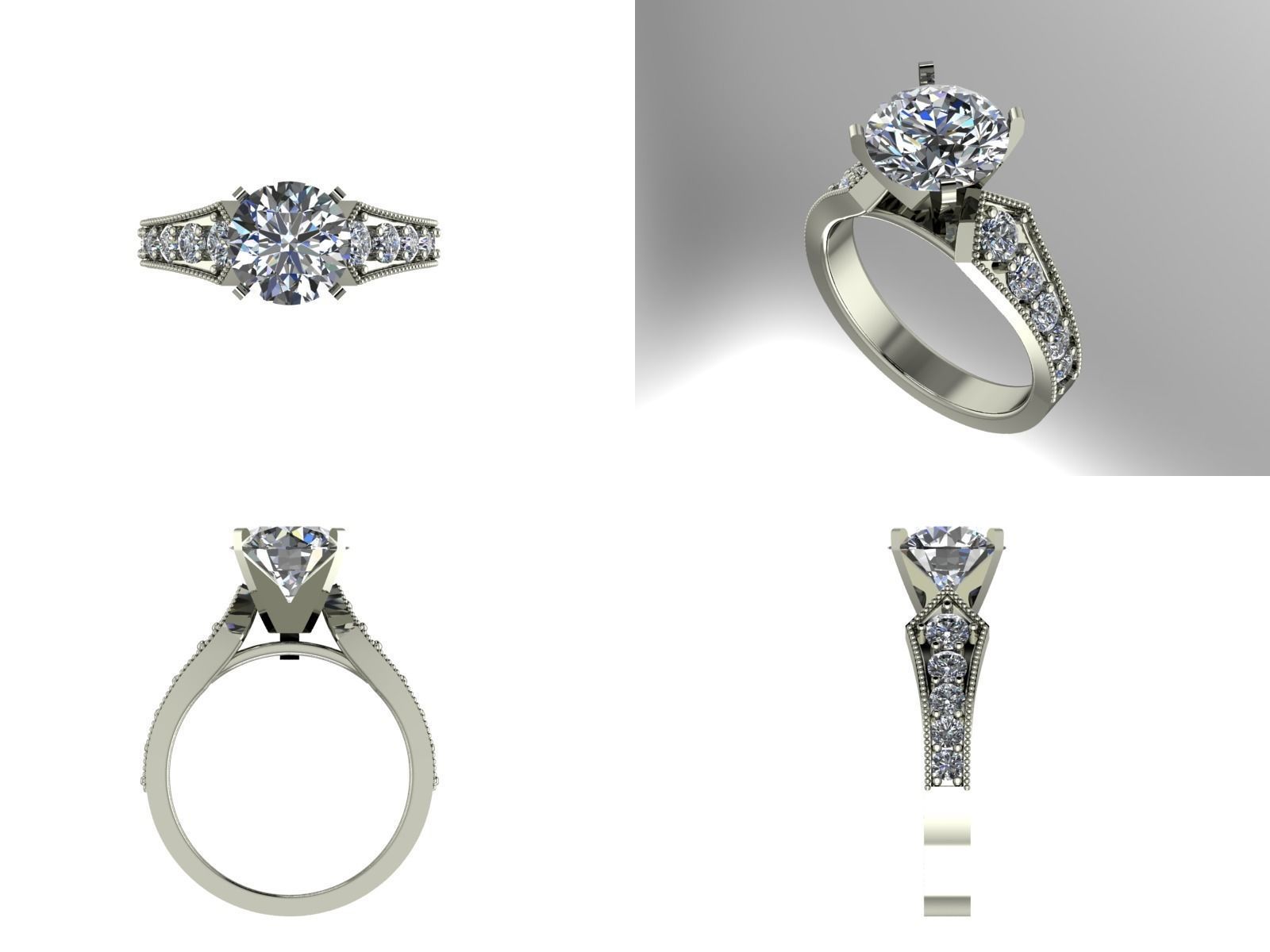 Diamond engagement ring 3D print model_1