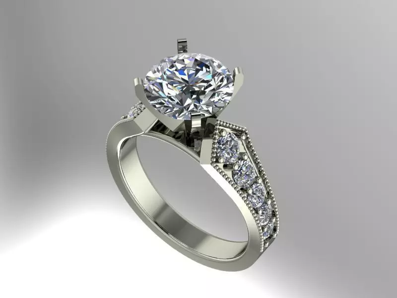 Diamond engagement ring 3D print model_0