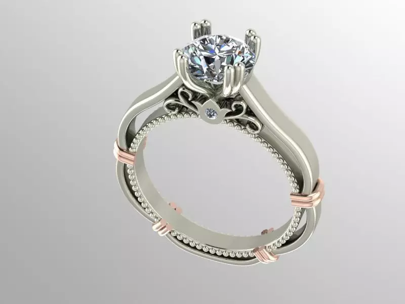 Diamond engagement ring 3D print model_0