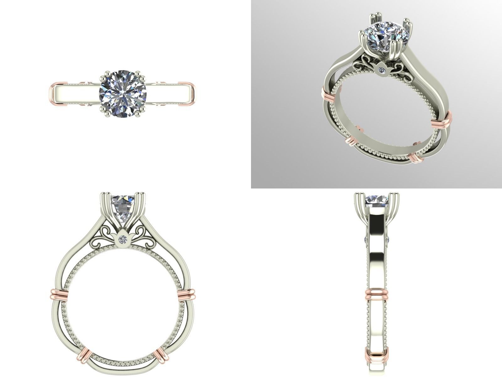 Diamond engagement ring 3D print model_1