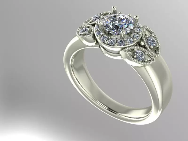 Halo engagement ring 3D print model_0