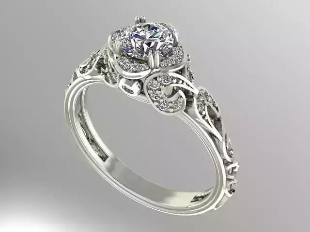 Vintage style engagement ring 3D print model