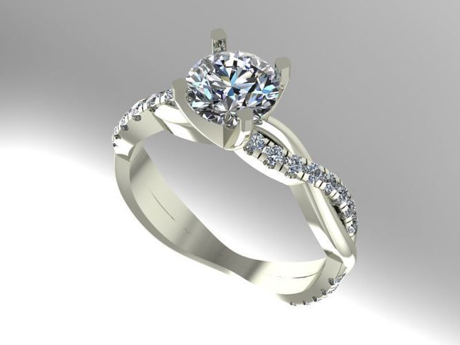 Twist diamond engagement ring 3D print model