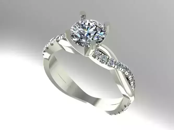 Twist diamond engagement ring 3D print model