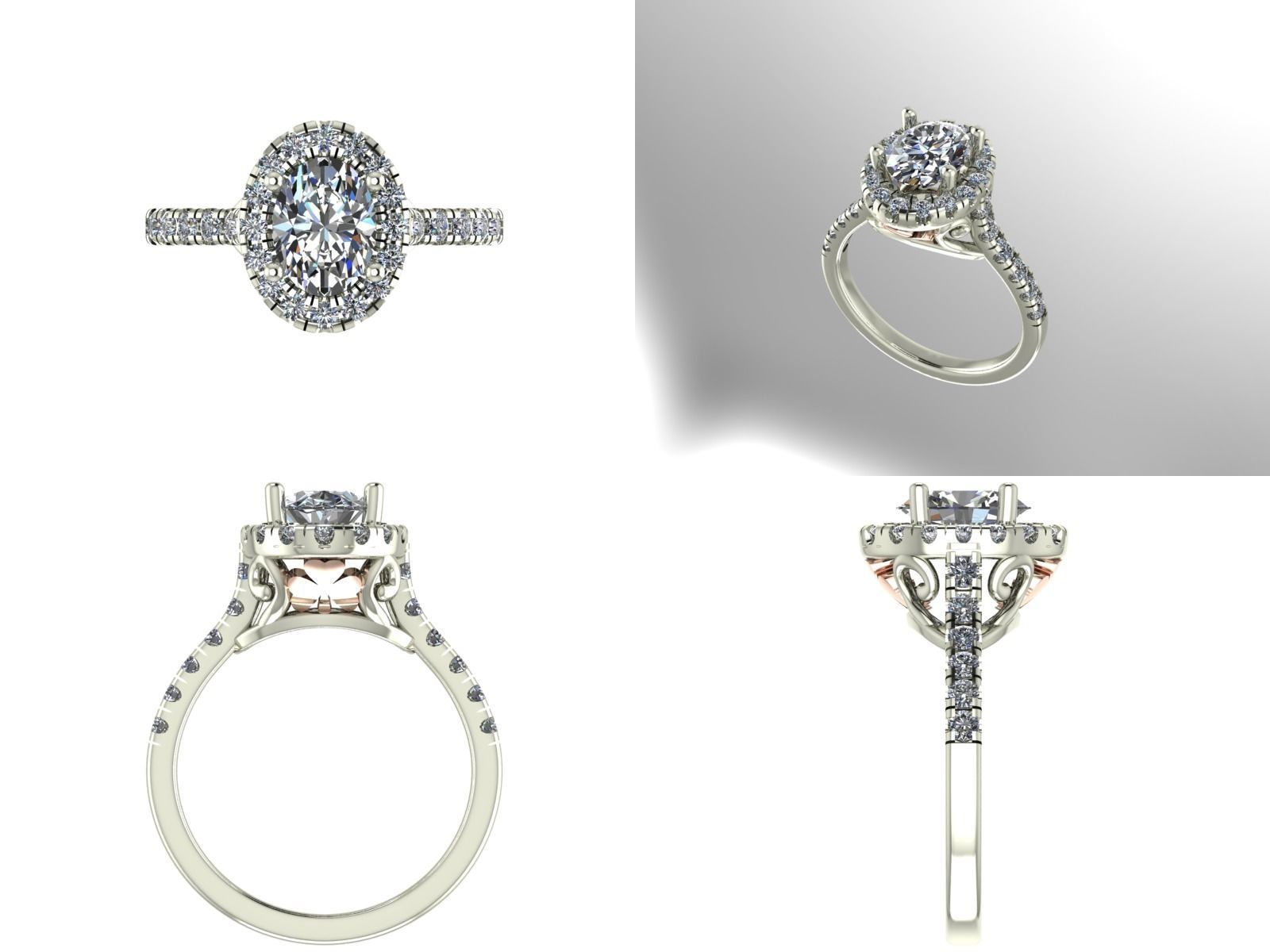 oval halo engagement ring 3D print model_1