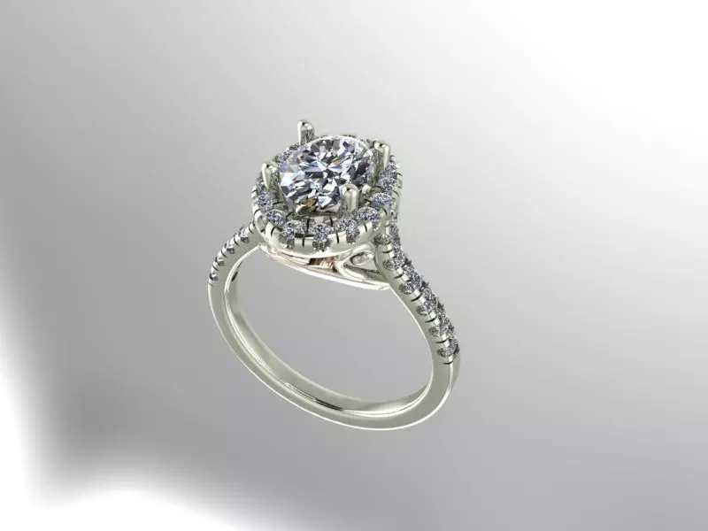 oval halo engagement ring 3D print model_0