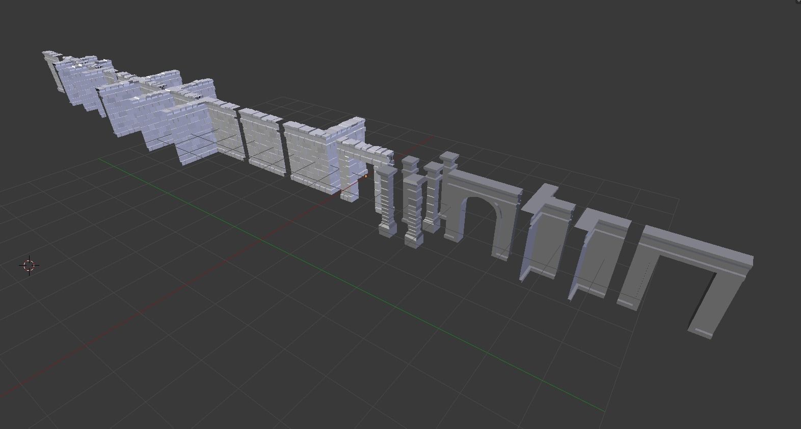 Walls for procedurally generated dungeons 3D model_1