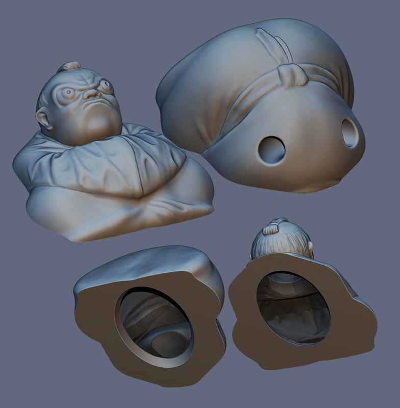 The Netsuke japanese statue with hole in middle 3D print model_3