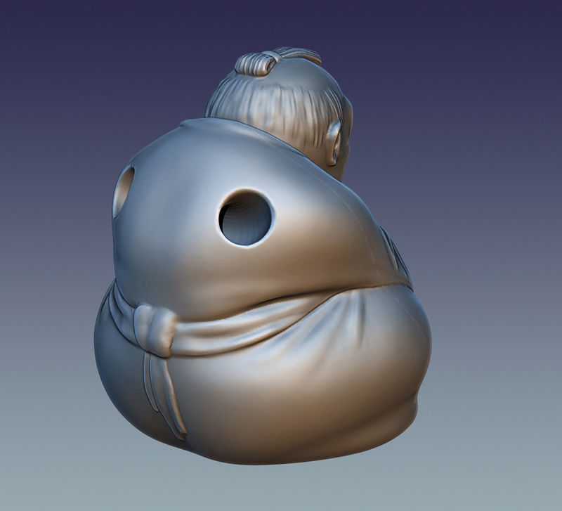 The Netsuke japanese statue with hole in middle 3D print model_1