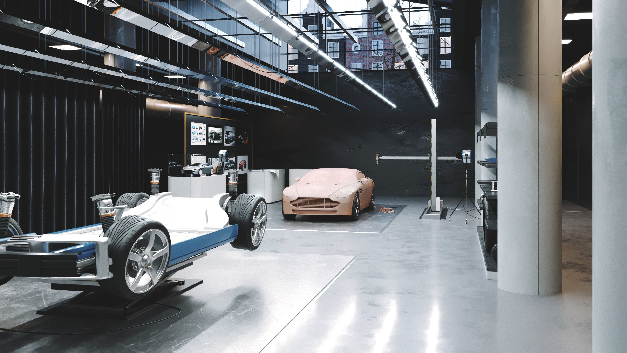 Car design scene 3D model_1