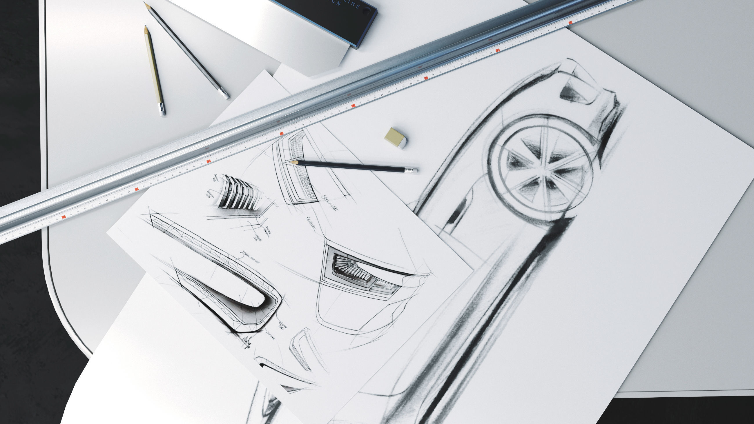 Car design scene 3D model_8