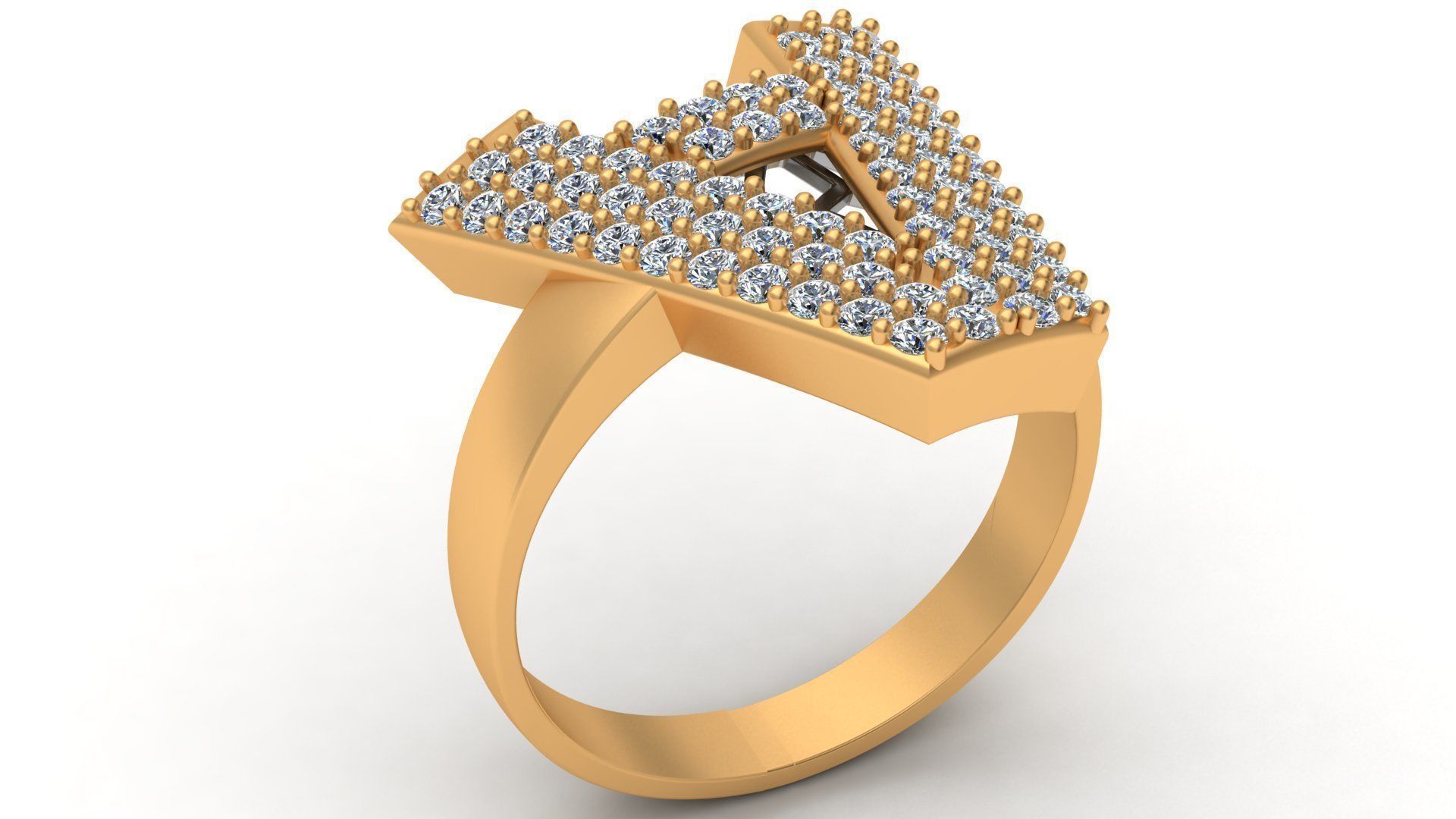 A Letter Ornament Diamond Gold Ring 3D print model_7