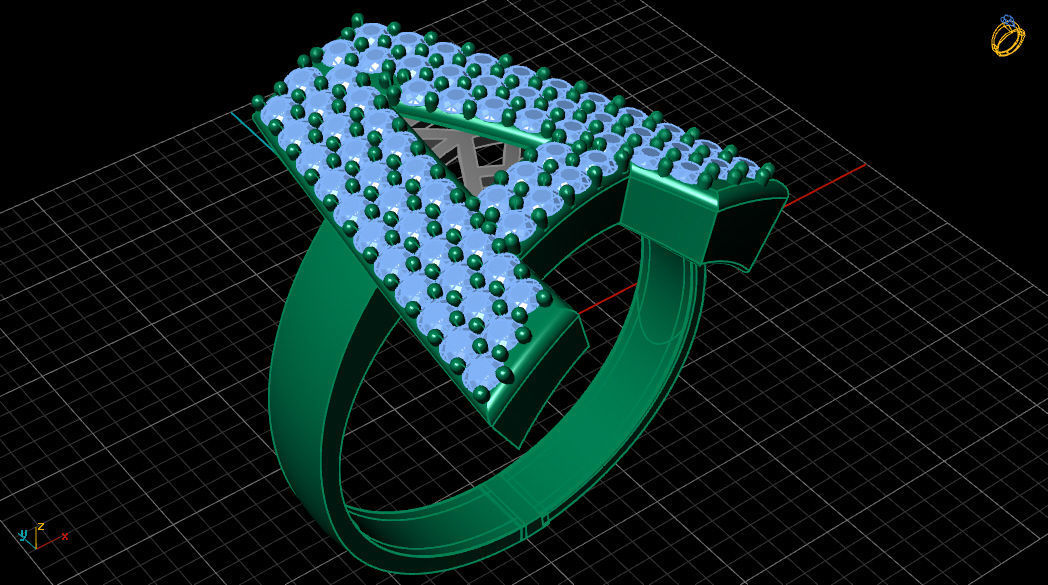 A Letter Ornament Diamond Gold Ring 3D print model_8