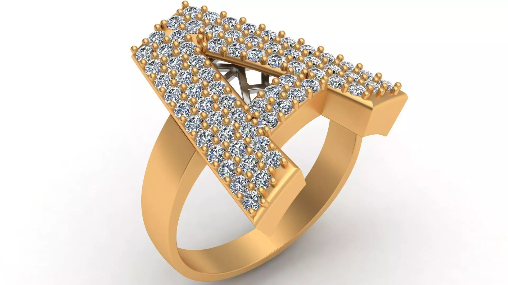 A Letter Ornament Diamond Gold Ring 3D print model_0