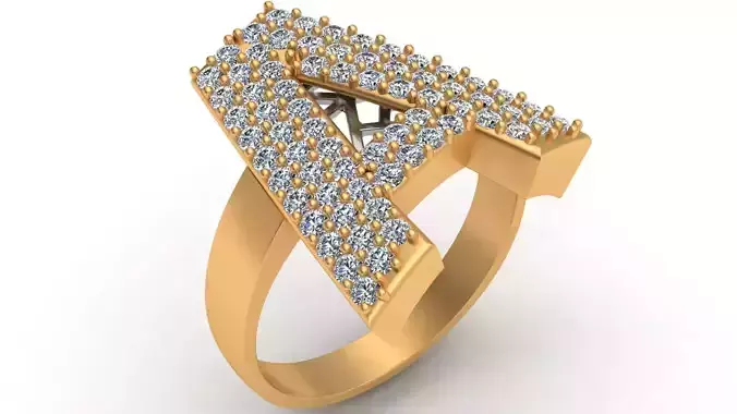 A Letter Ornament Diamond Gold Ring 3D print model
