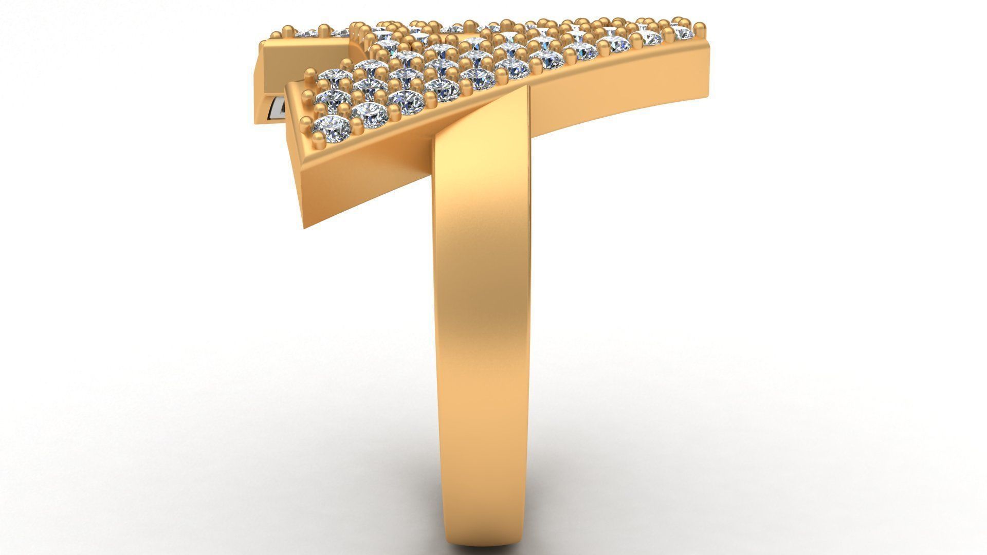 A Letter Ornament Diamond Gold Ring 3D print model_4