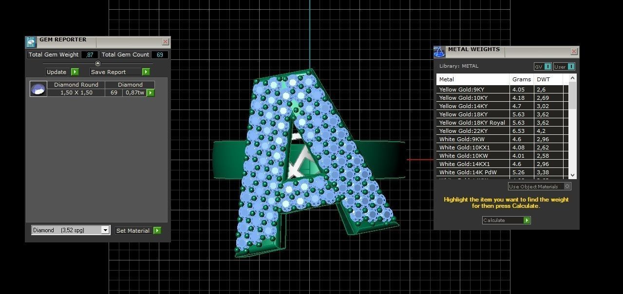 A Letter Ornament Diamond Gold Ring 3D print model_13