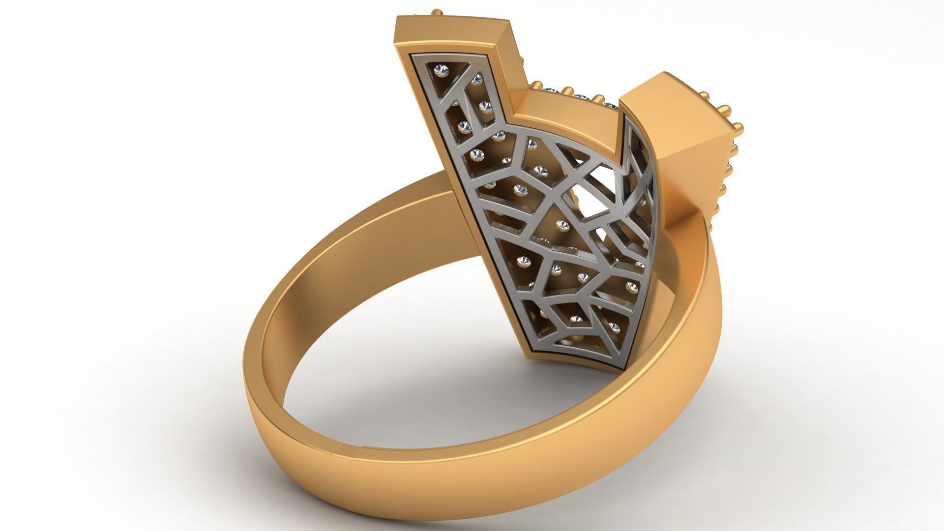 A Letter Ornament Diamond Gold Ring 3D print model_6