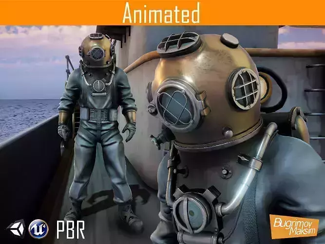 Character Diver Low-poly 3D model