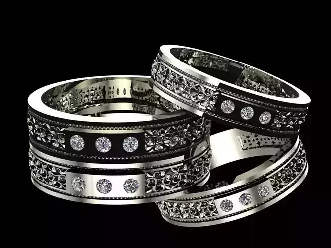 Ex-47 wedding rings with diamonds
