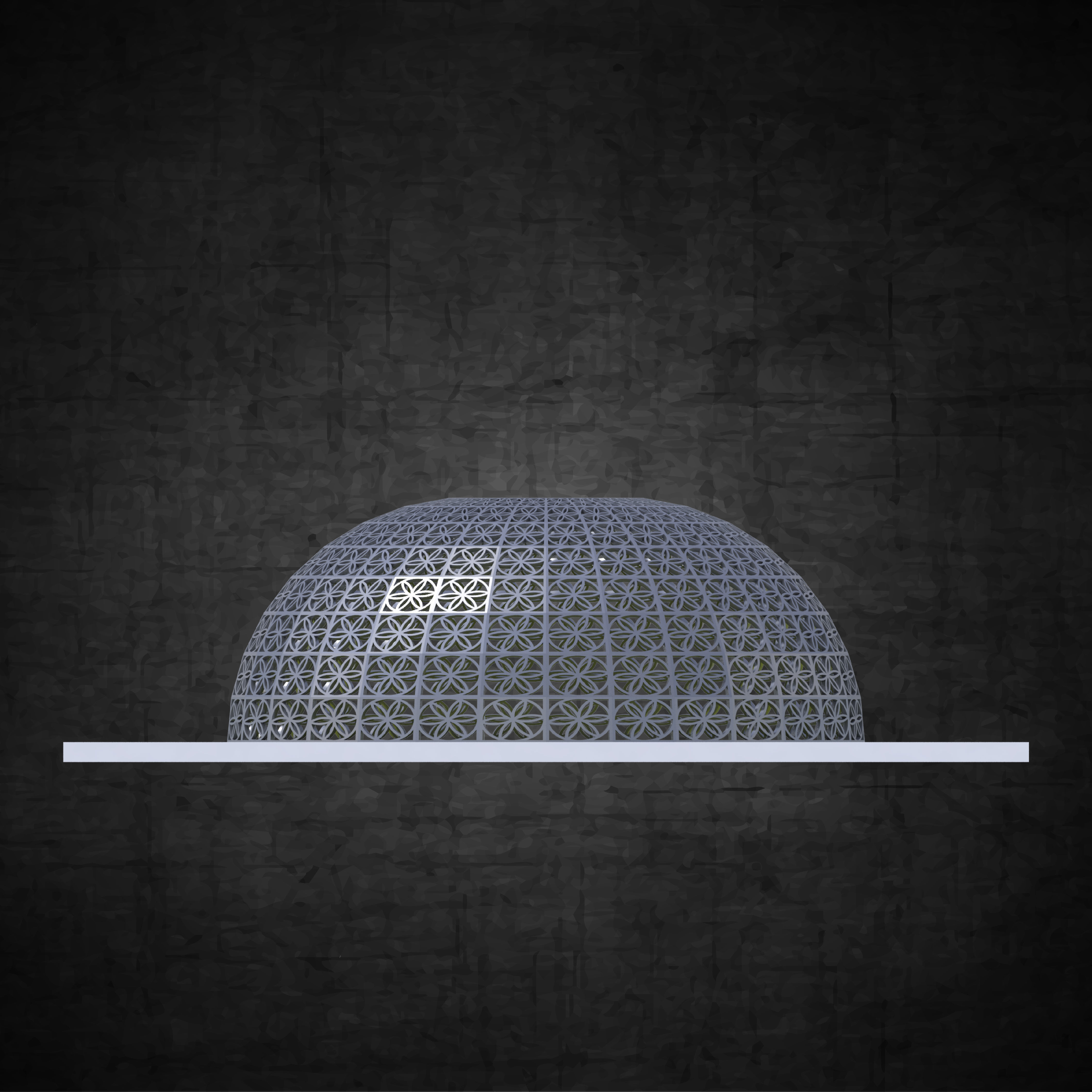 Dome structure flower of life panels Low-poly 3D model_3