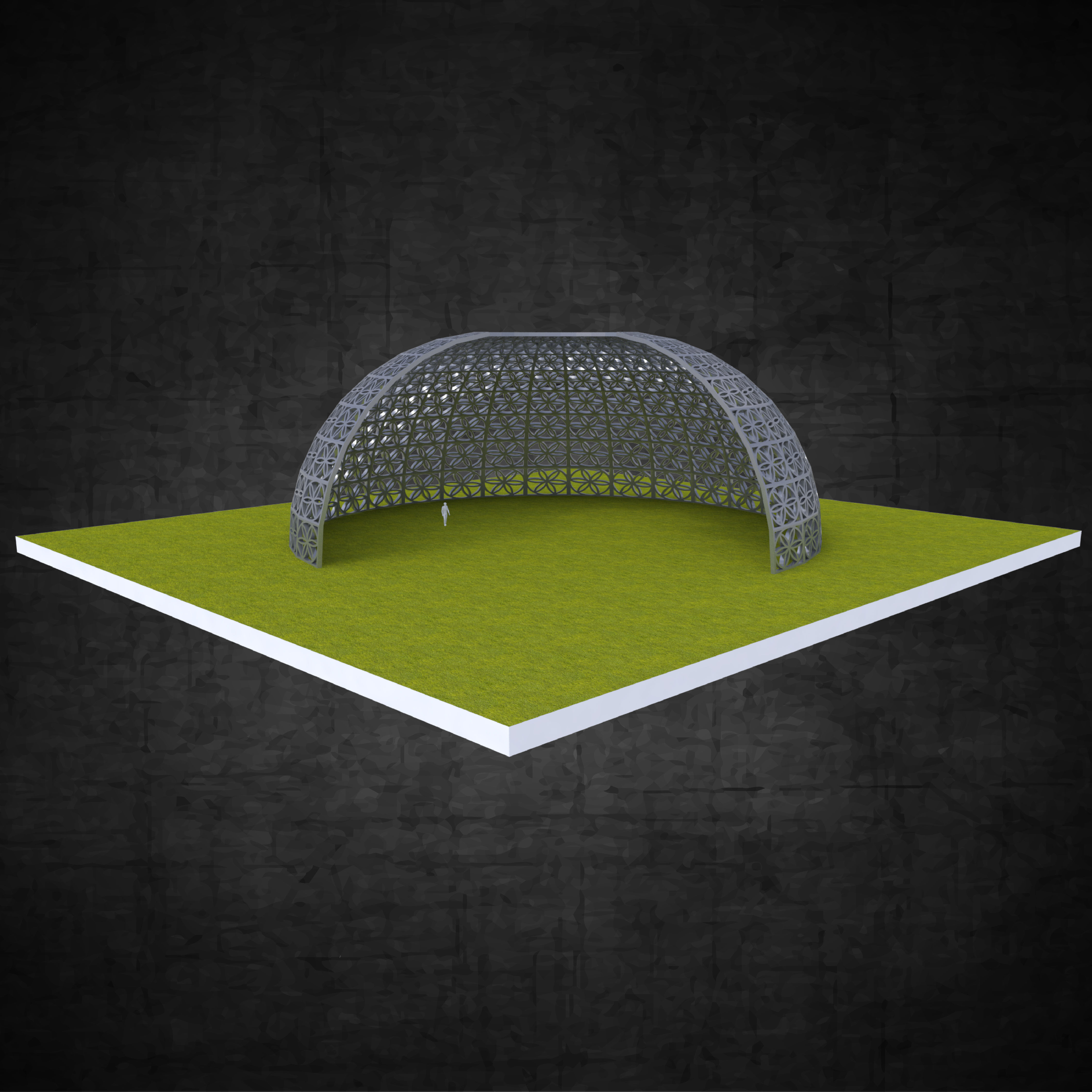 Dome structure flower of life panels Low-poly 3D model_1