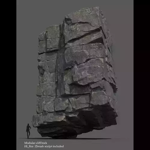 Modular cliff Low-poly 3D model