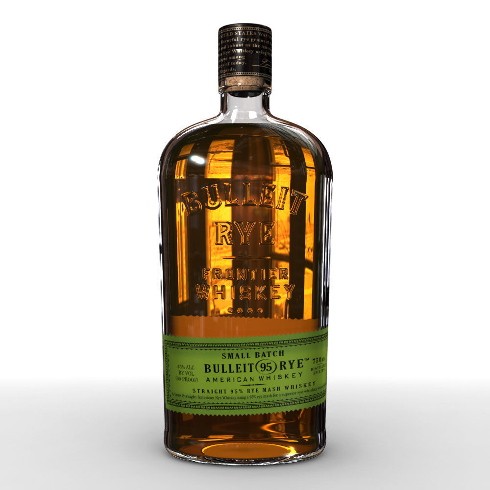 Bulleit Rye 75cl Bottle 3D model_1