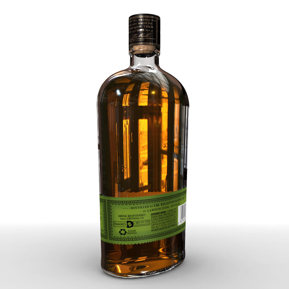 Bulleit Rye 75cl Bottle 3D model_4