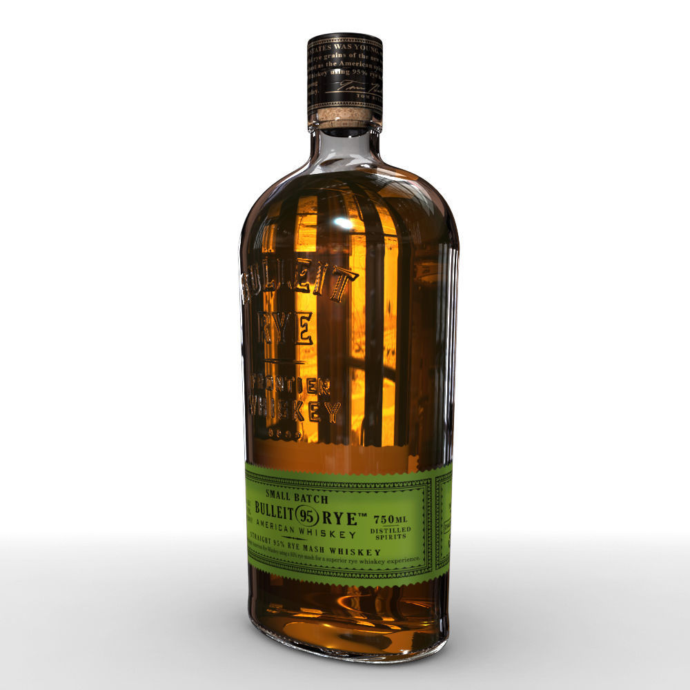 Bulleit Rye 75cl Bottle 3D model_5
