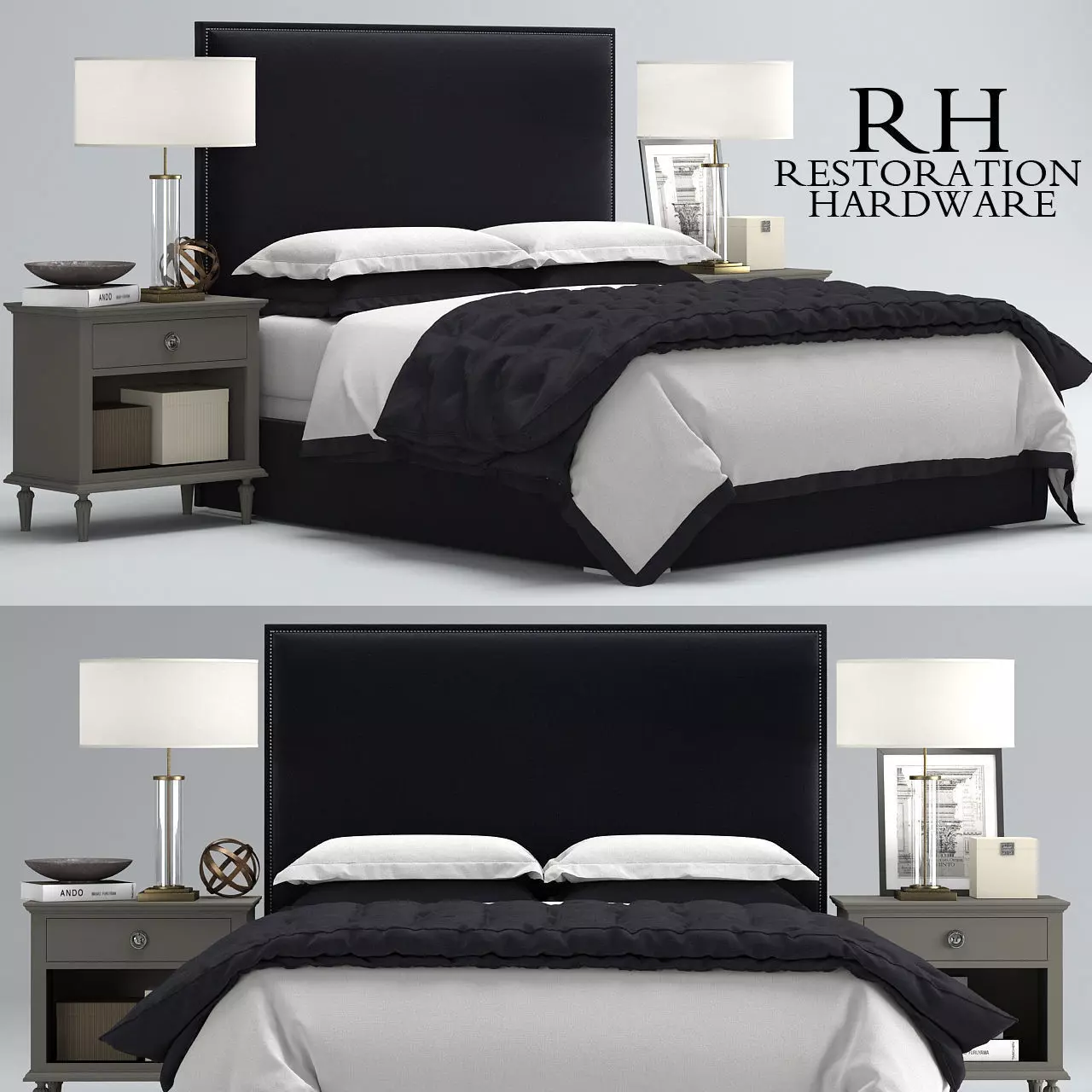 RH Lawson Upholstered bed 3D model