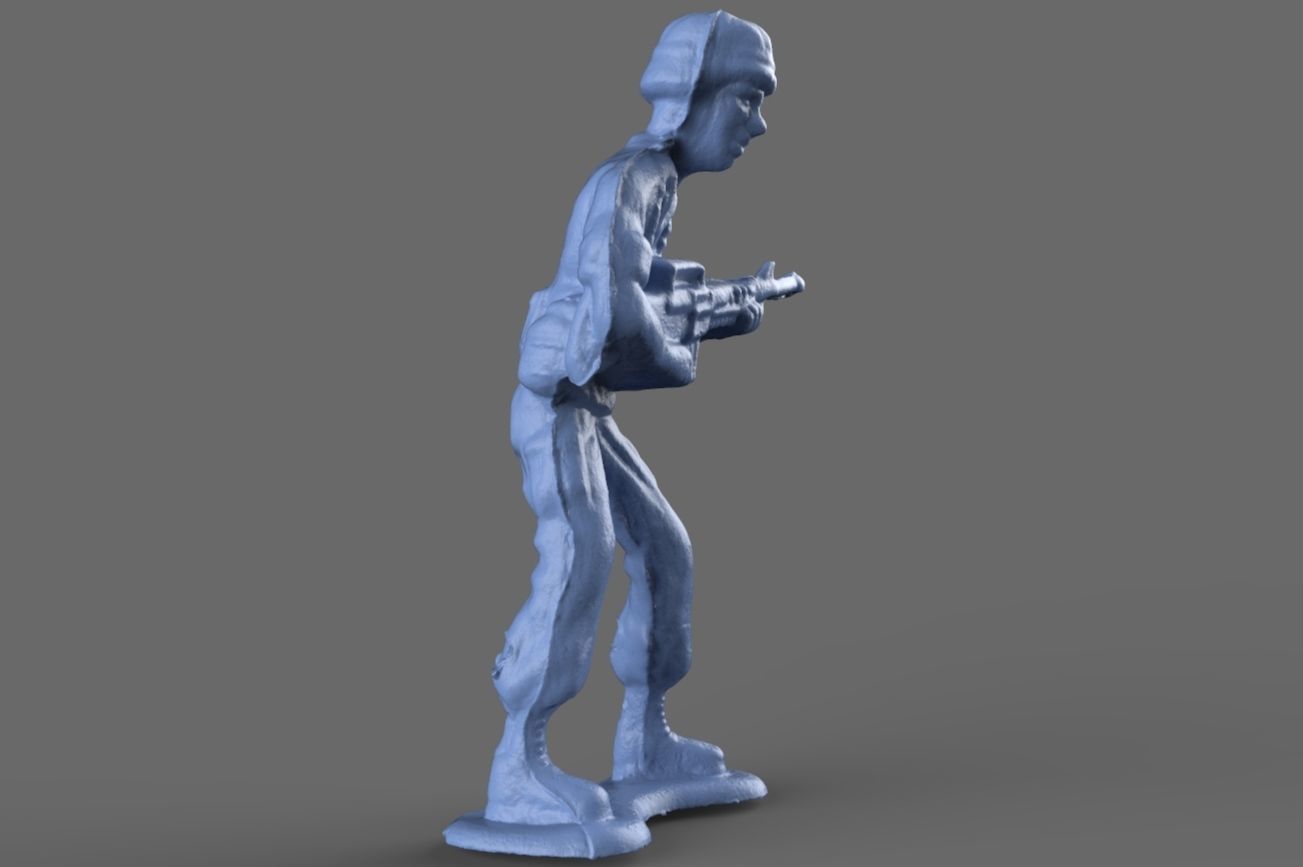 Green Army Man Guarding Miniature 3D model_3