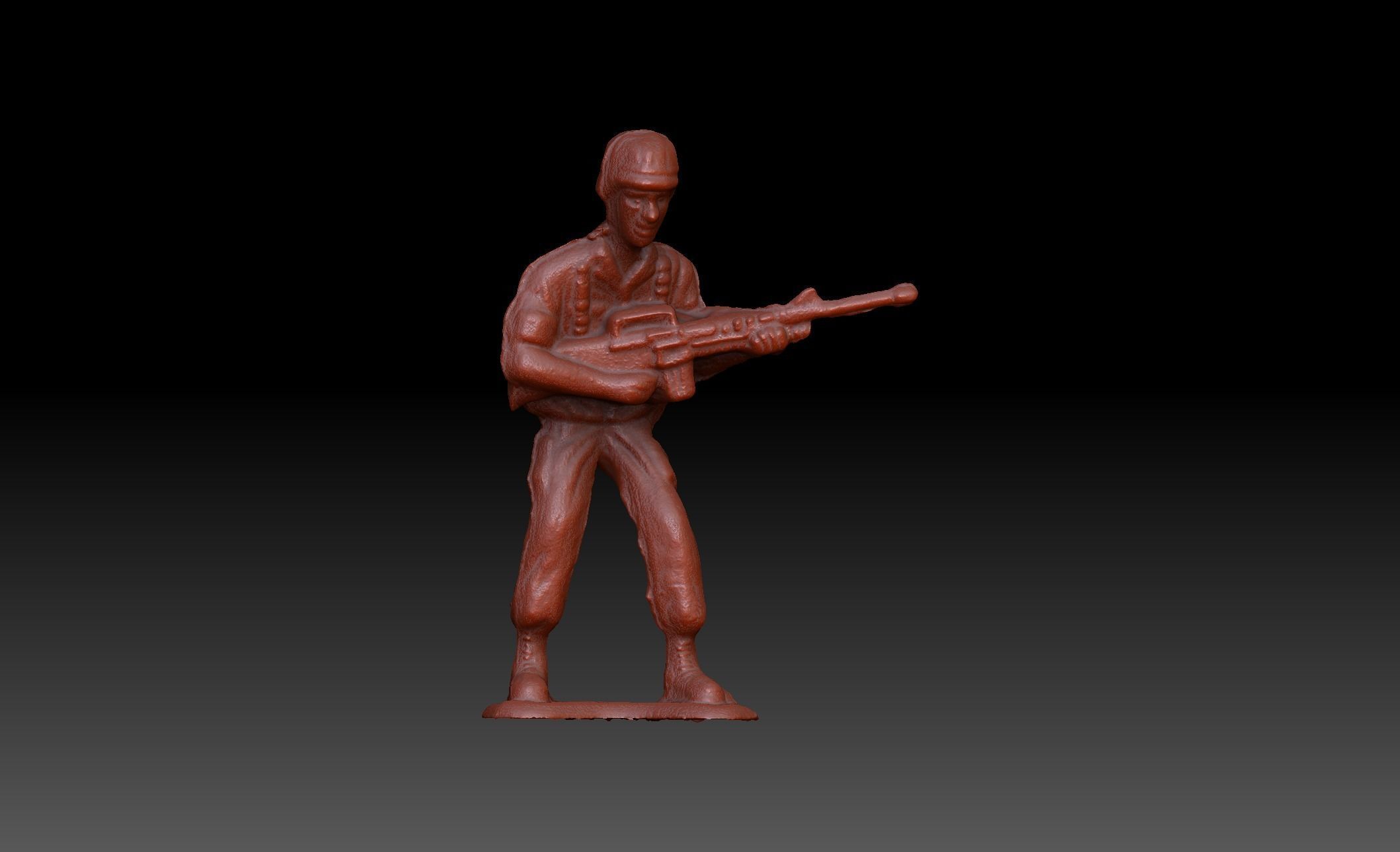 Green Army Man Guarding Miniature 3D model_5