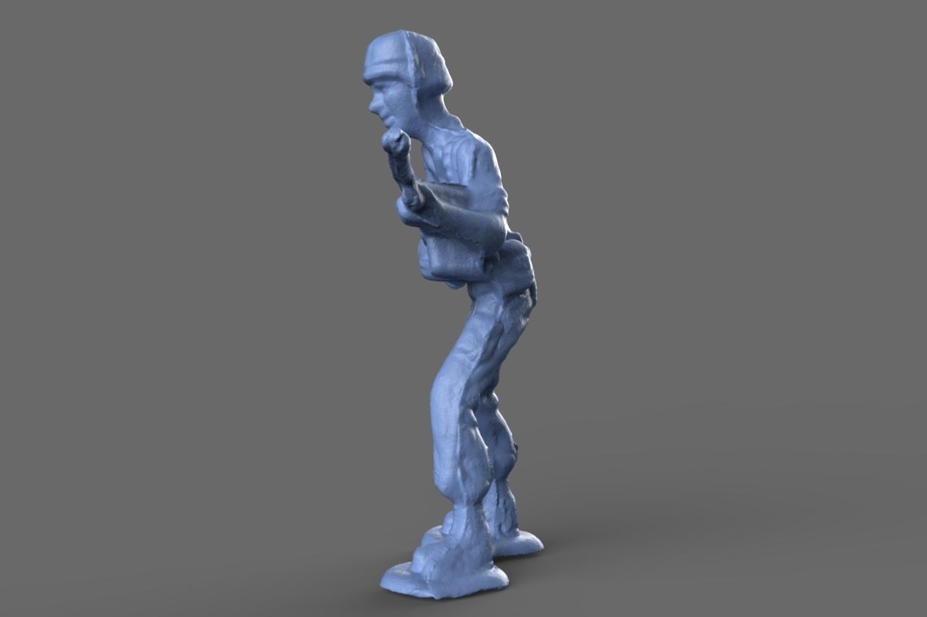 Green Army Man Guarding Miniature 3D model_1